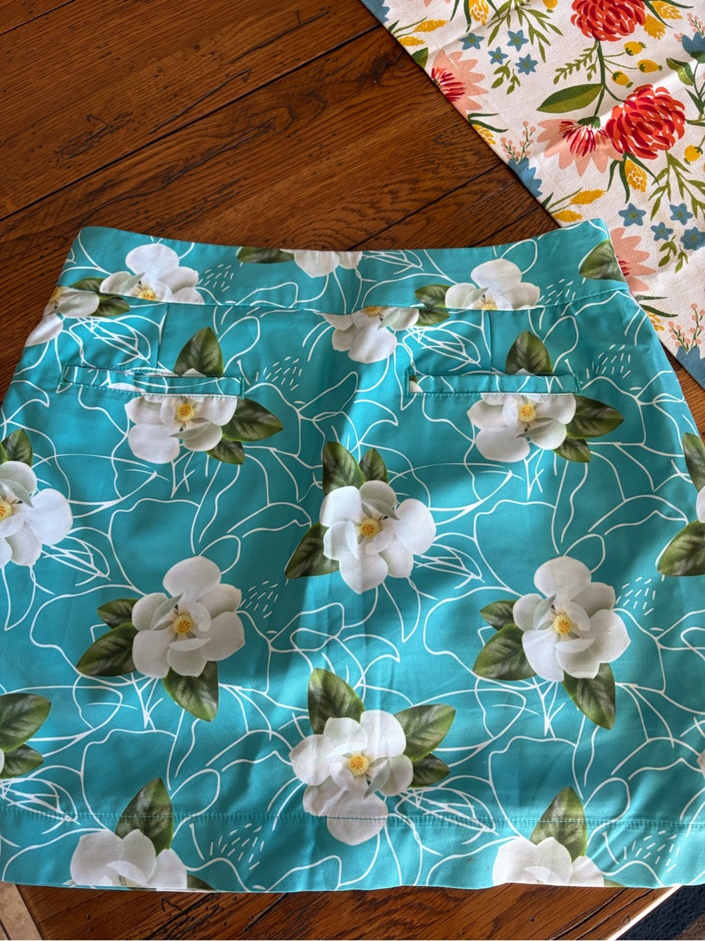 Women's Floral Print Aqua Skirt - club magnolia @ Augusta national